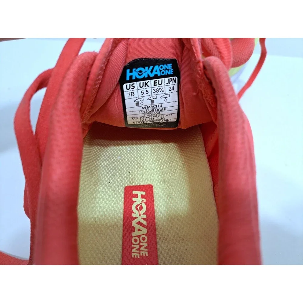 Hoka One One Mach 4 Women's Size 7B Hot Coral Saffron Orange Yellow Running